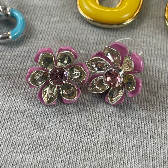 Bundle 3 Sets Pairs Napier Earrings Pink Blue Yellow Fashion New - Picture 3 of 7